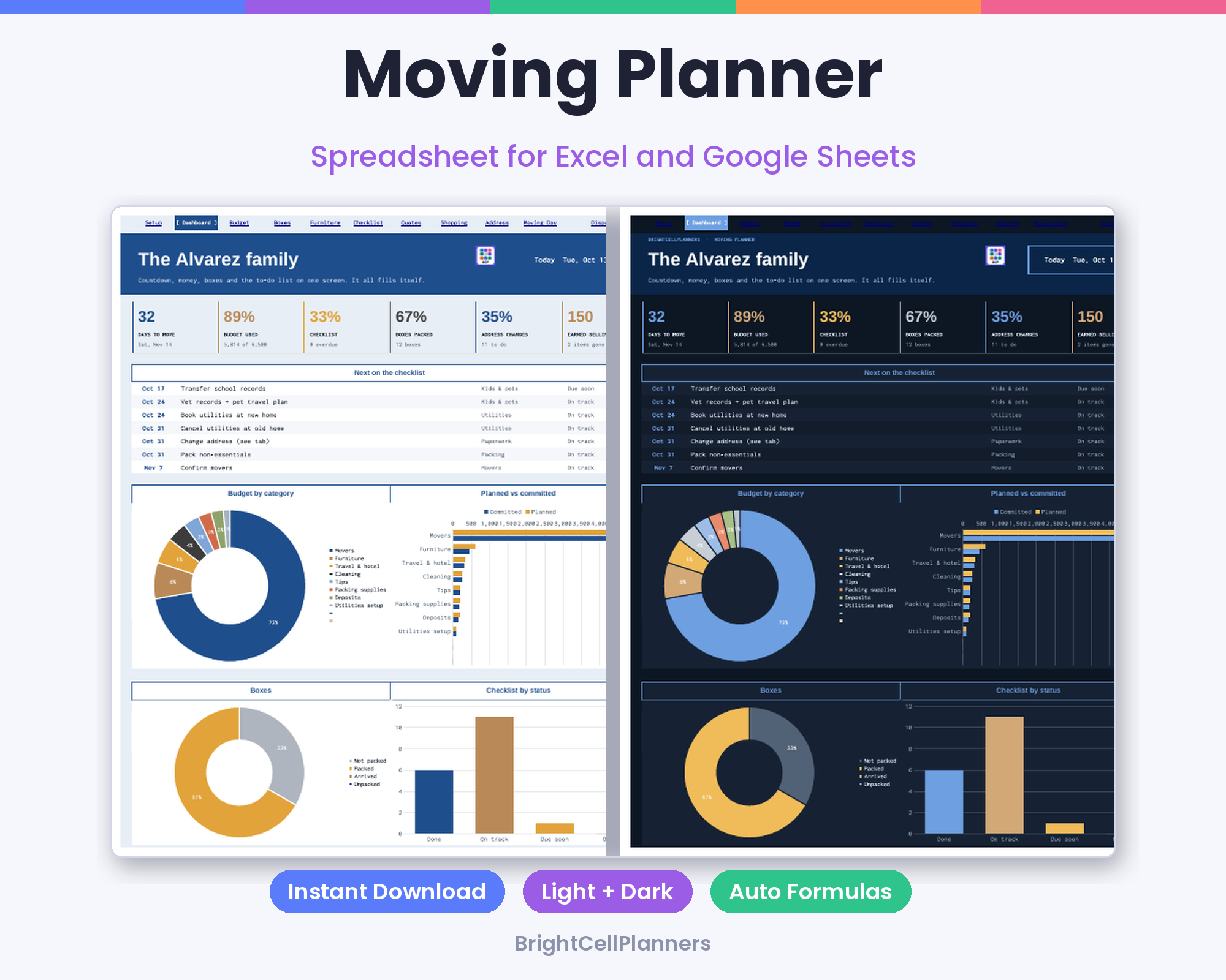Moving Planner – Spreadsheets by BrightCellPlanStudio