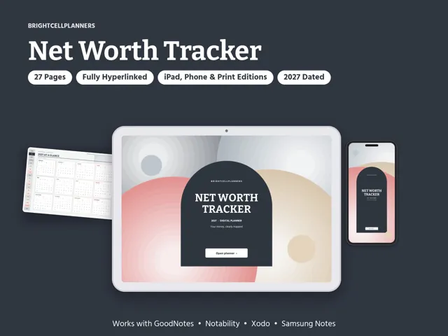 Net Worth Tracker – Digital Planners by BrightCellPlanStudio