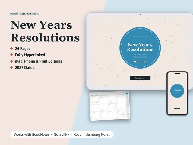 New Year's Resolutions – Digital Planners by BrightCellPlanStudio