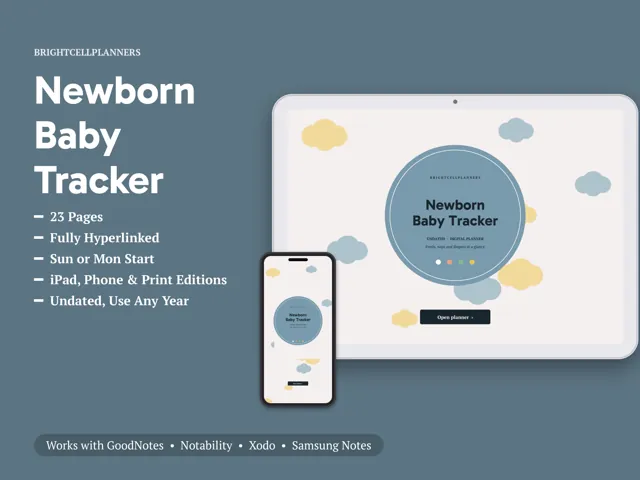 Newborn Baby Tracker – Digital Planners by BrightCellPlanStudio