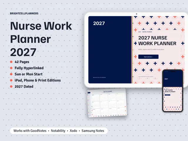 Nurse Planner – Digital Planners by BrightCellPlanStudio