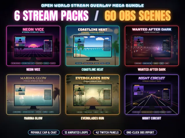 Open World Stream Overlay Bundle – OBS Stream Overlays by SpoonfulOfCalmStudio