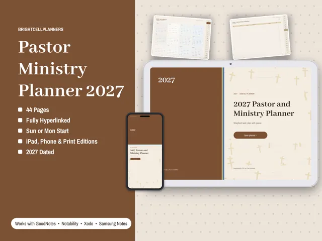 Pastor Planner – Digital Planners by BrightCellPlanStudio