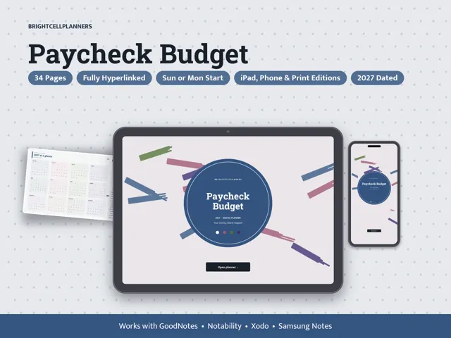 Paycheck Budget – Digital Planners by BrightCellPlanStudio