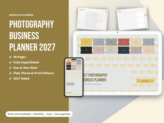 Photography Planner – Digital Planners by BrightCellPlanStudio