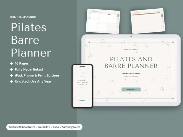 Pilates Planner – Digital Planners by BrightCellPlanStudio
