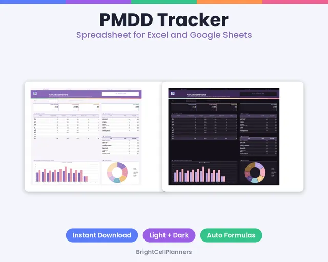 PMDD Tracker – Spreadsheets by BrightCellPlanStudio