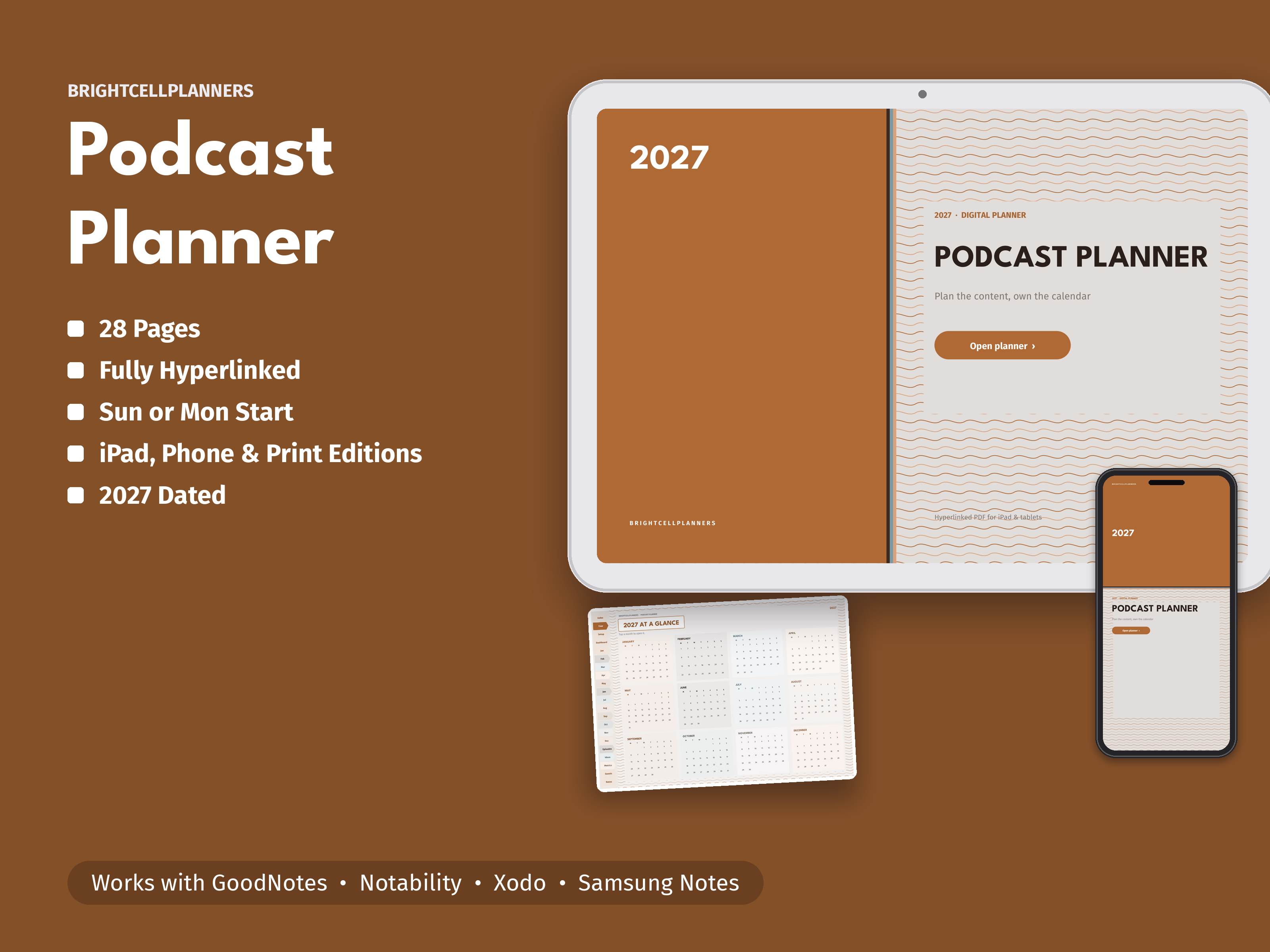 Podcast Planner – Digital Planners by BrightCellPlanStudio