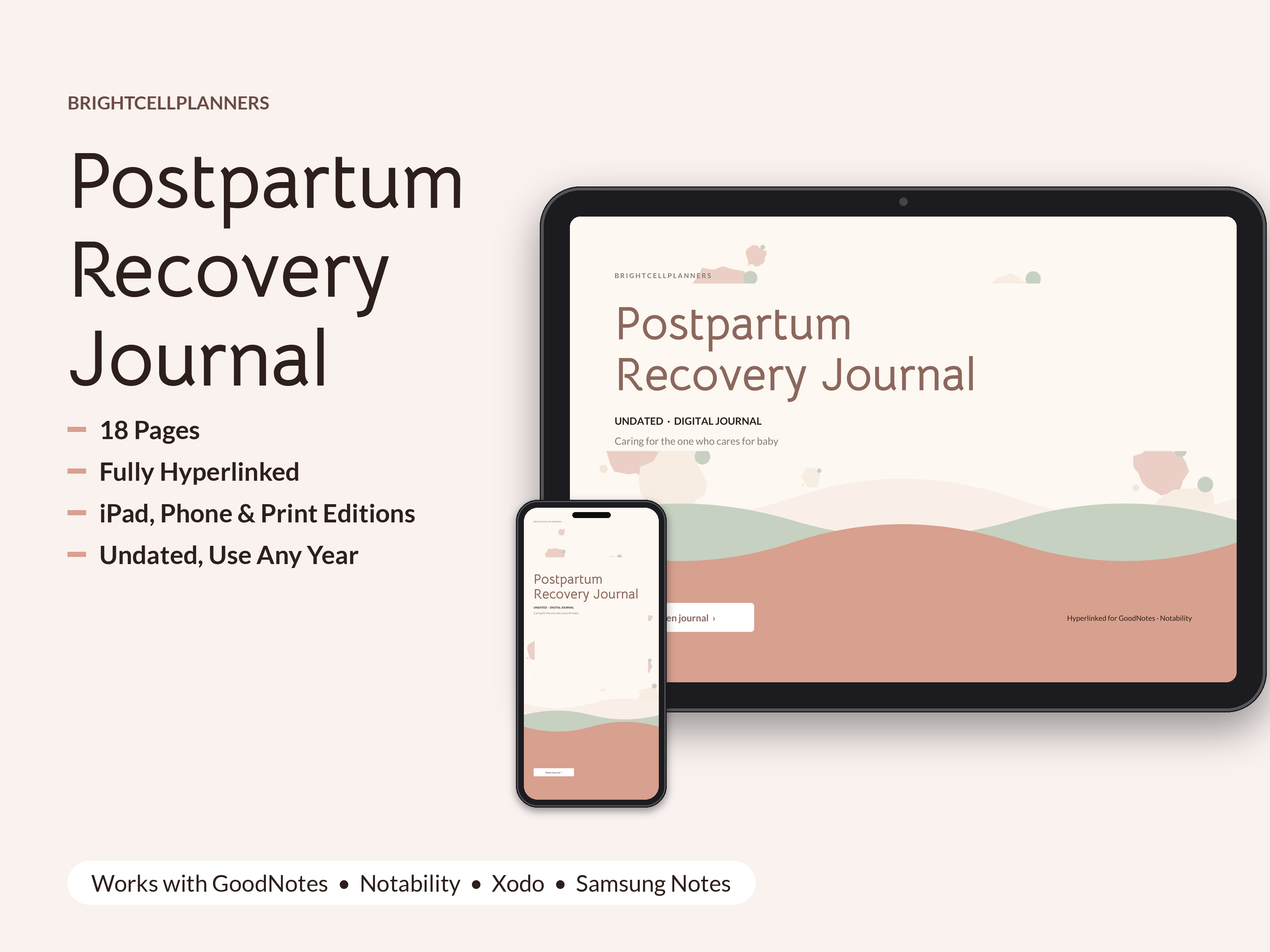 Postpartum Journal – Digital Planners by BrightCellPlanStudio