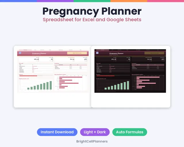 Pregnancy Planner – Spreadsheets by BrightCellPlanStudio