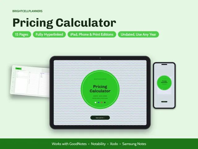 Pricing Calculator – Digital Planners by BrightCellPlanStudio
