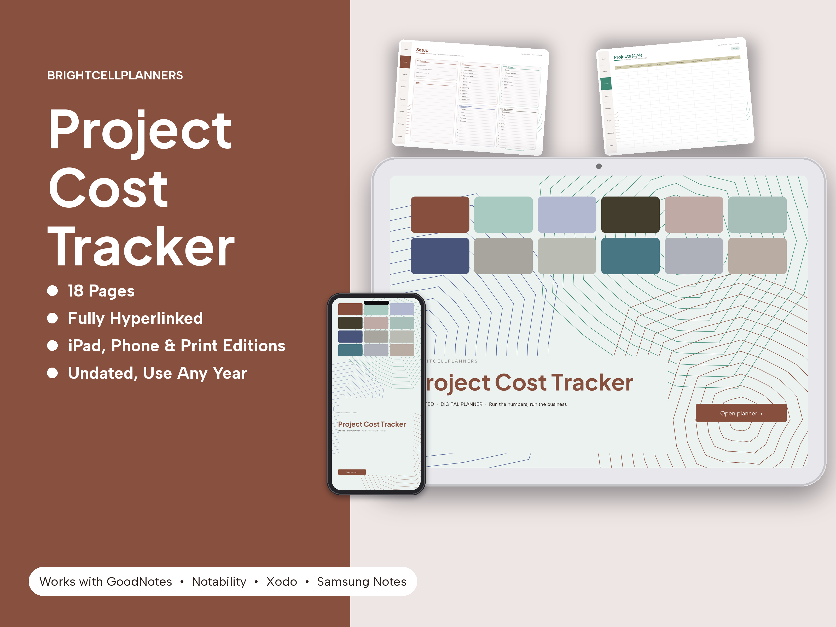 Project Cost Tracker – Digital Planners by BrightCellPlanStudio