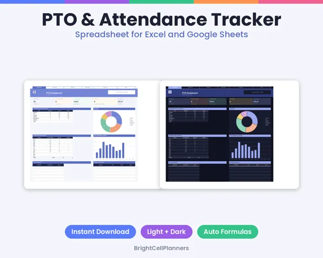 PTO Tracker – Spreadsheets by BrightCellPlanStudio