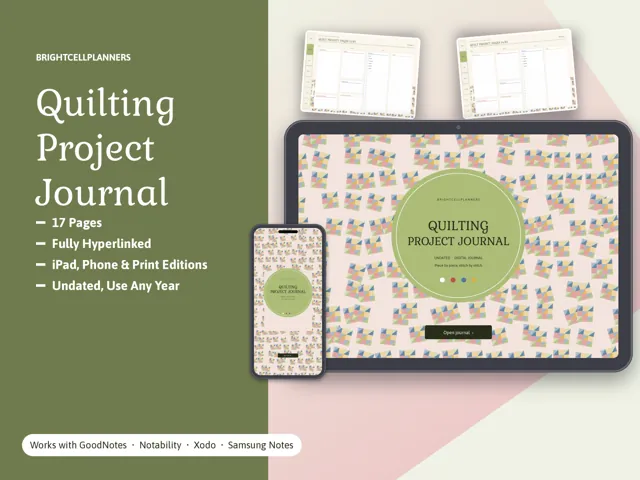 Quilting Journal – Digital Planners by BrightCellPlanStudio