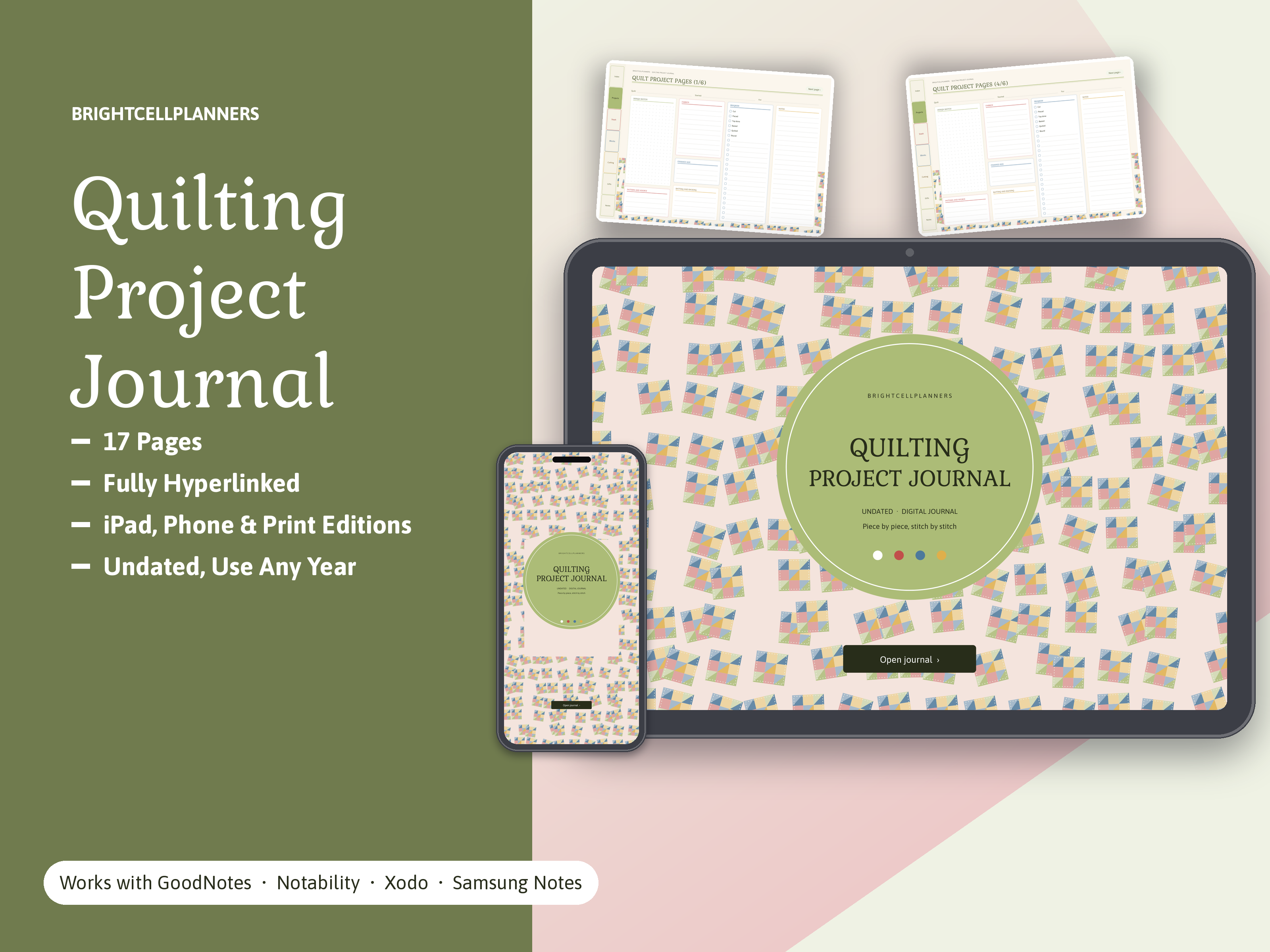 Quilting Journal – Digital Planners by BrightCellPlanStudio