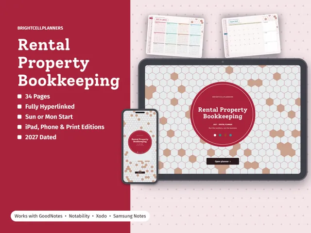 Rental Property Bookkeeping – Digital Planners by BrightCellPlanStudio