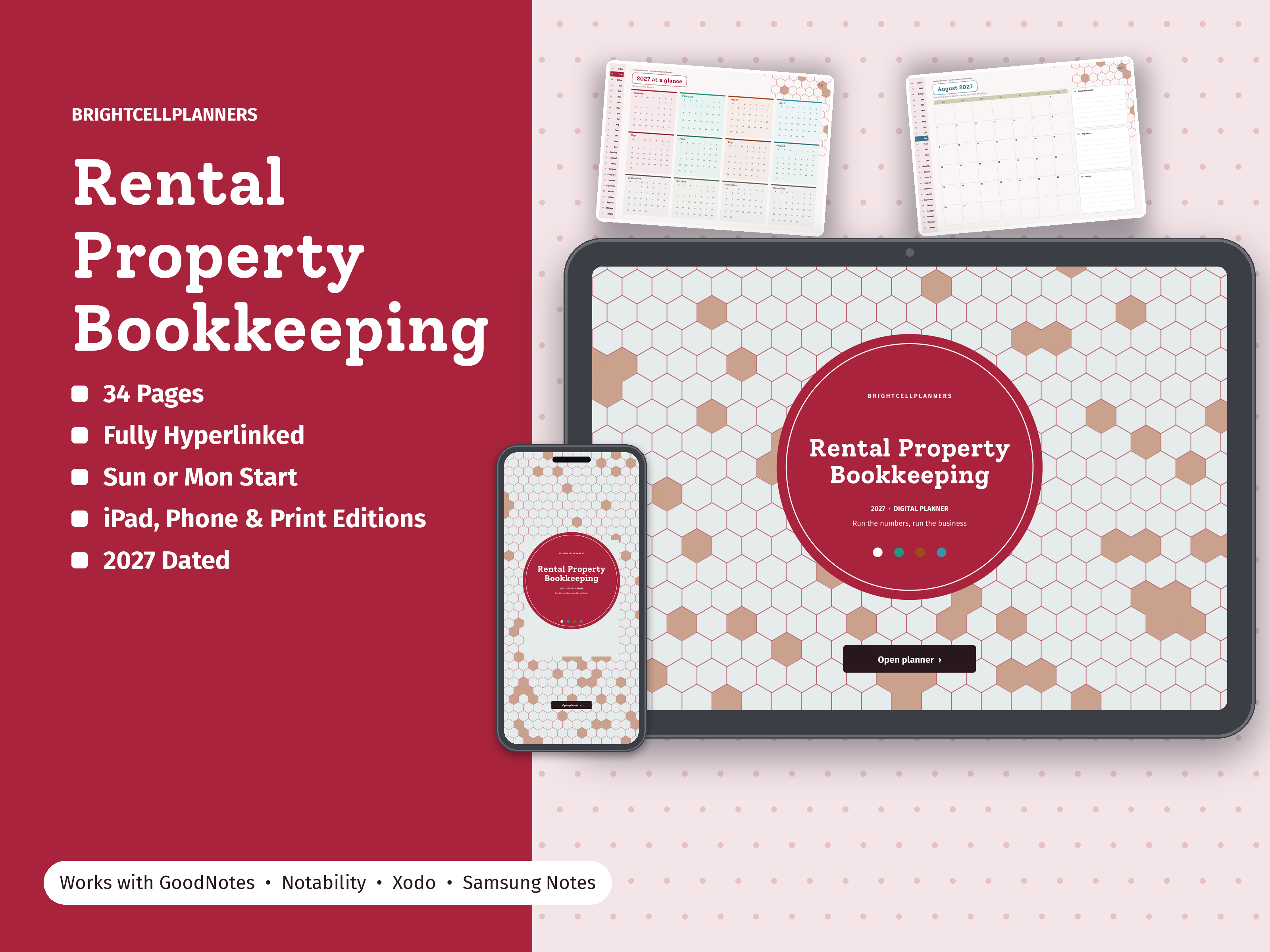 Rental Property Bookkeeping – Digital Planners by BrightCellPlanStudio