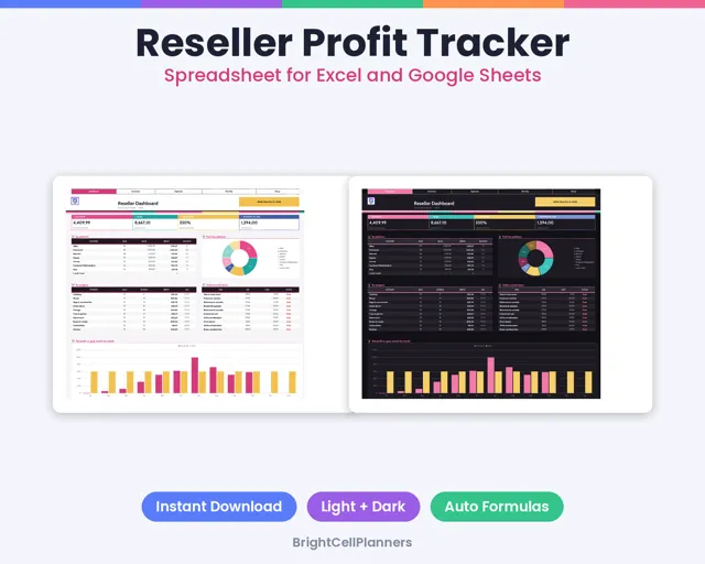 Reseller Profit Tracker – Spreadsheets by BrightCellPlanStudio