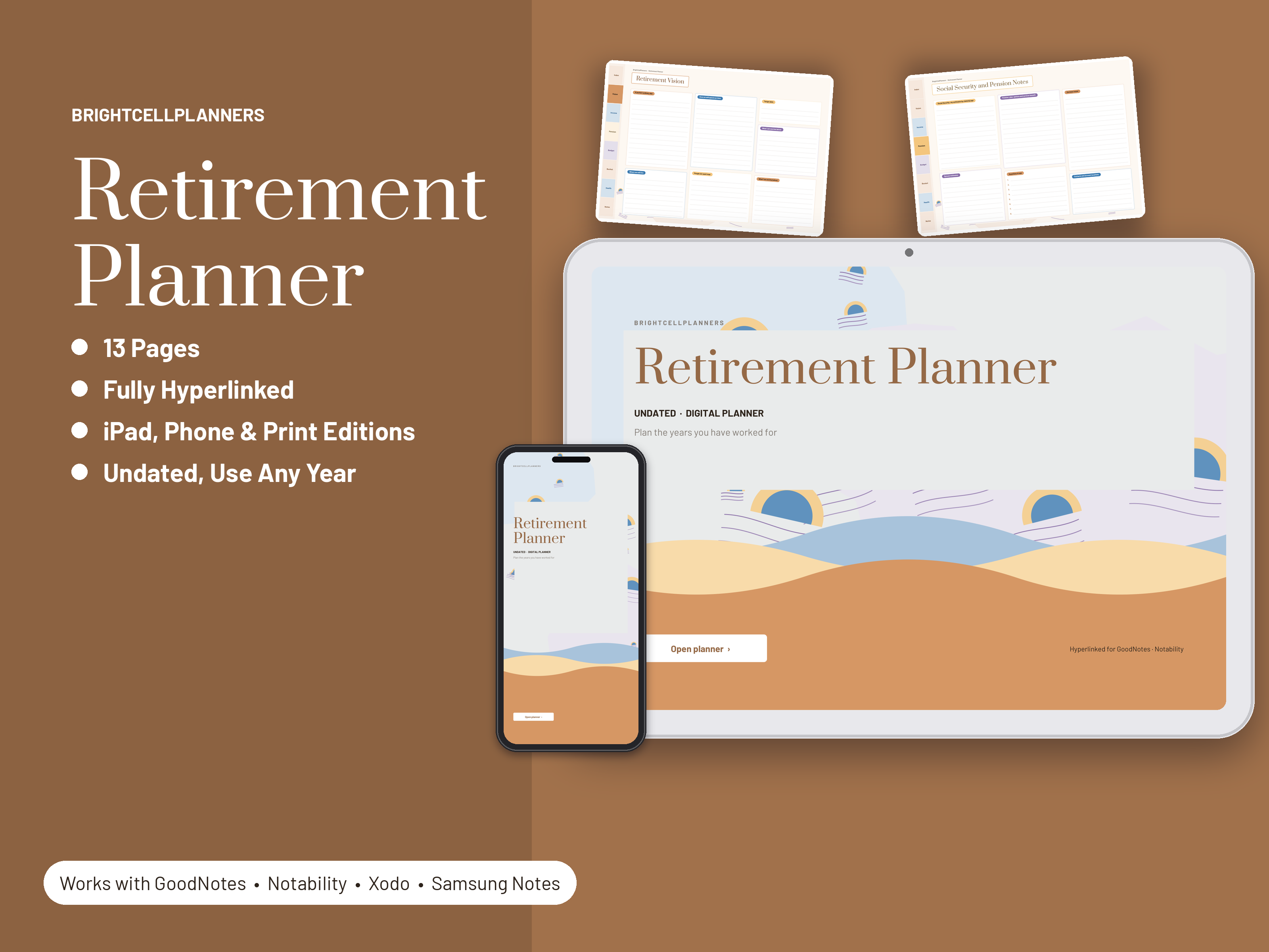 Retirement Planner – Digital Planners by BrightCellPlanStudio