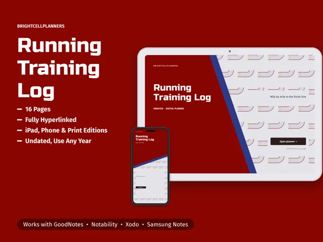 Running Log – Digital Planners by BrightCellPlanStudio
