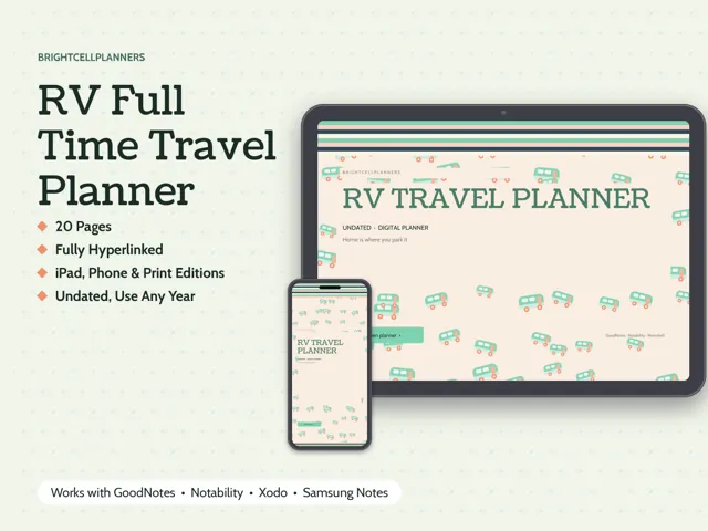 RV Planner – Digital Planners by BrightCellPlanStudio