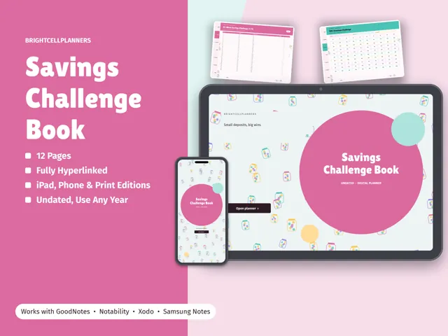 Savings Challenge Book – Digital Planners by BrightCellPlanStudio