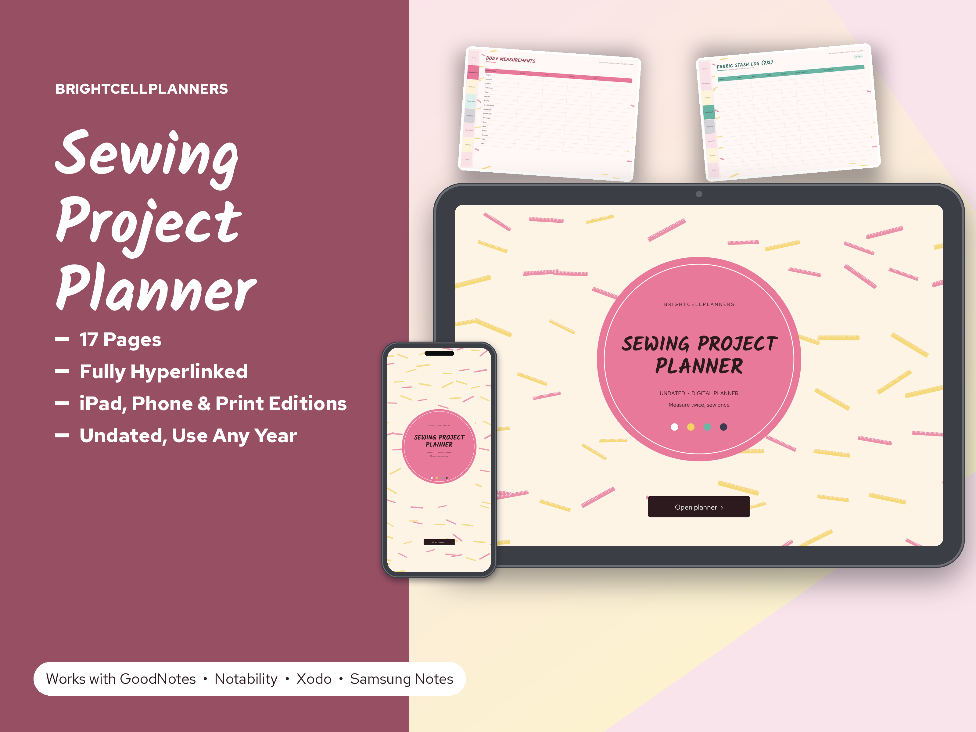 Sewing Planner – Digital Planners by BrightCellPlanStudio