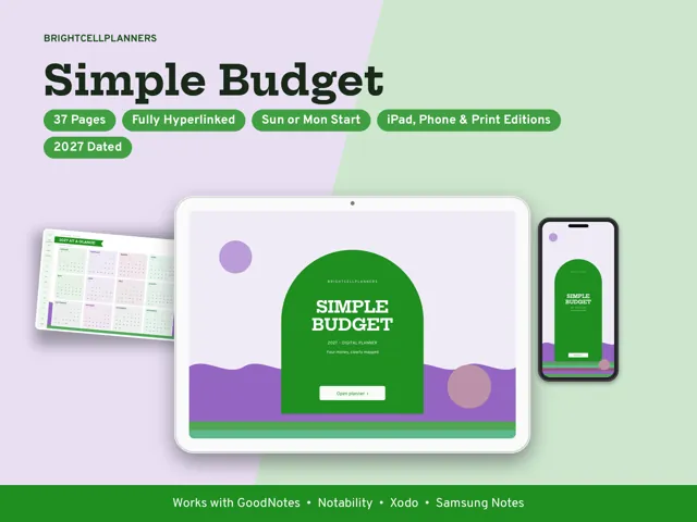 Simple Budget – Digital Planners by BrightCellPlanStudio