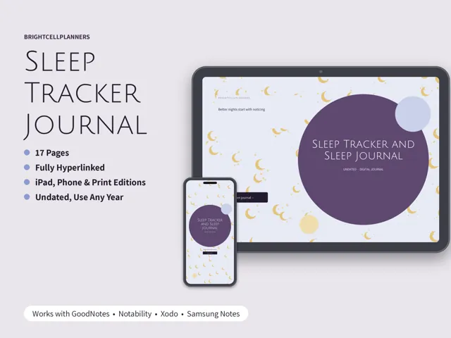 Sleep Tracker Journal – Digital Planners by BrightCellPlanStudio