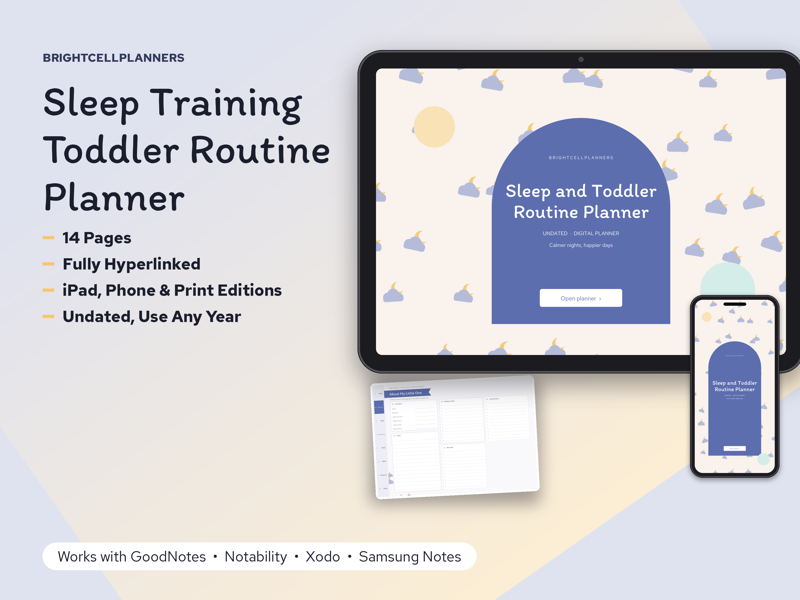 Toddler Sleep Training Planner – Digital Planners by BrightCellPlanStudio