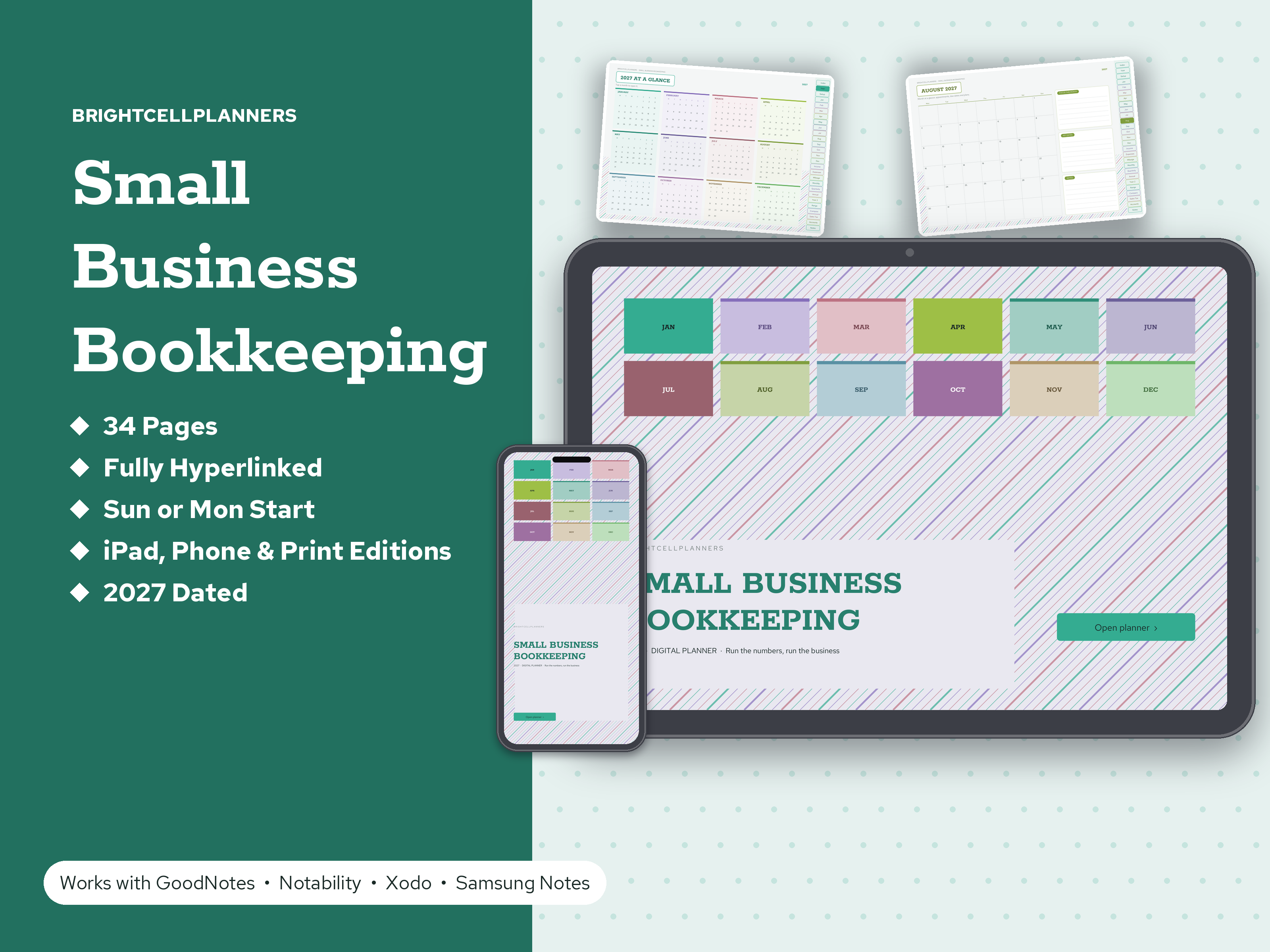 Small Business Bookkeeping – Digital Planners by BrightCellPlanStudio