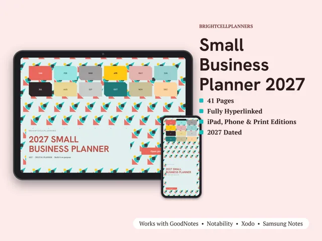 Small Business Planner – Digital Planners by BrightCellPlanStudio