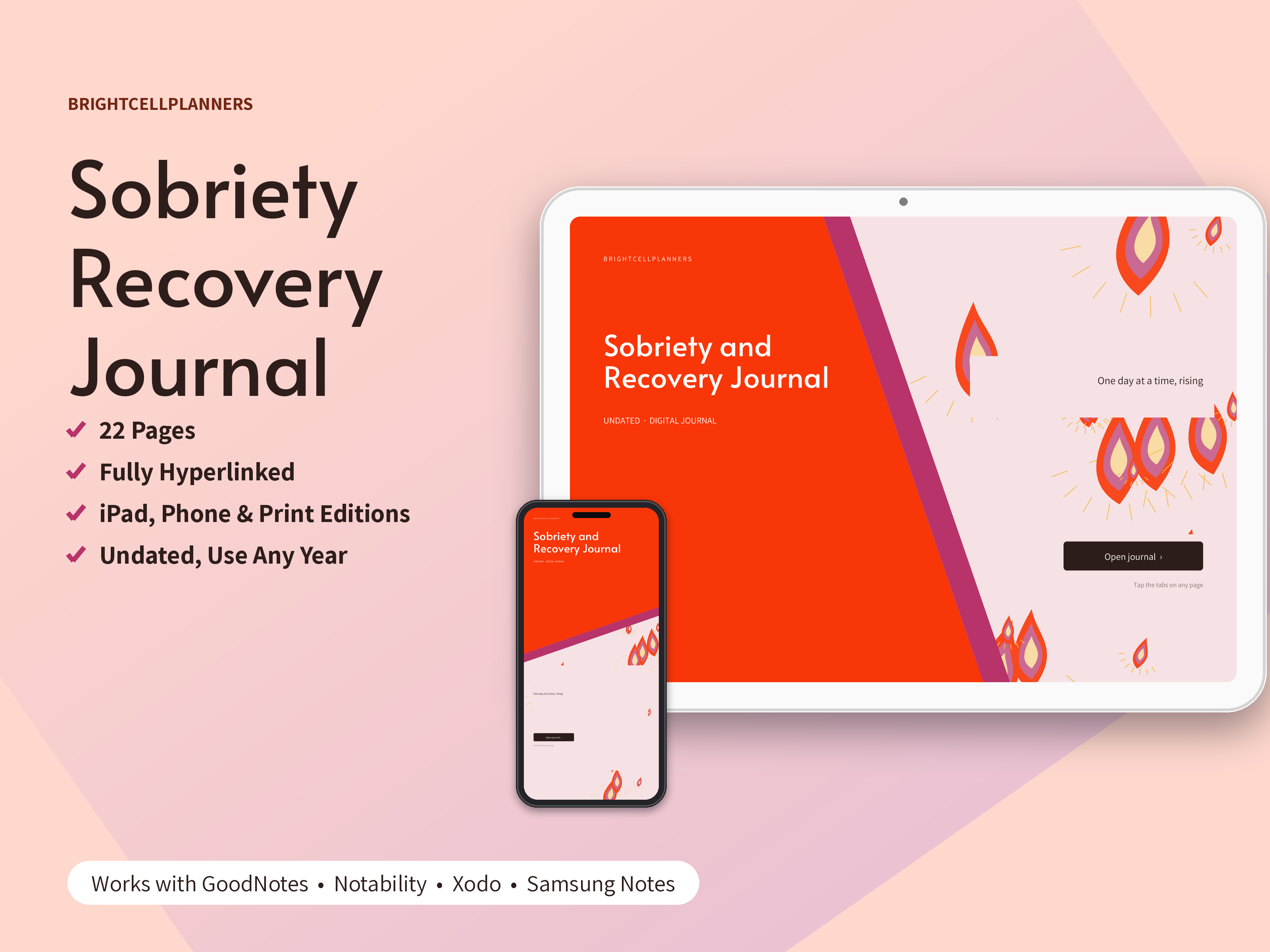 Sobriety Journal – Digital Planners by BrightCellPlanStudio