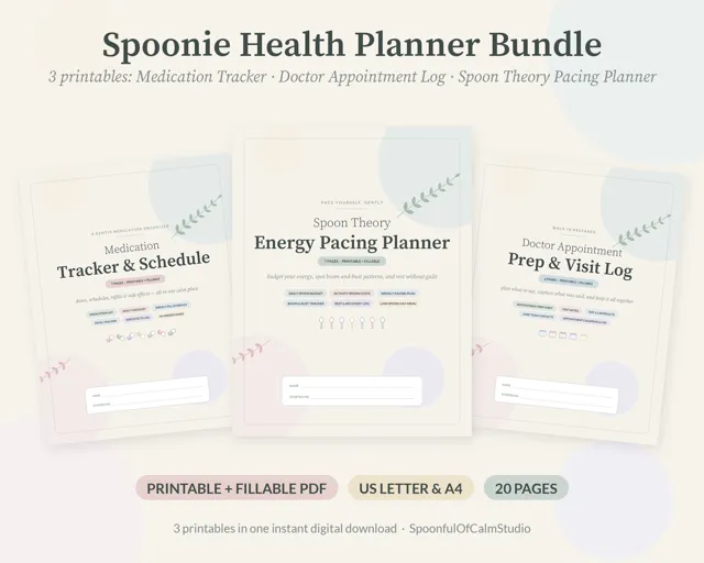 Spoonie Planner Bundle – Printables by SpoonfulOfCalmStudio