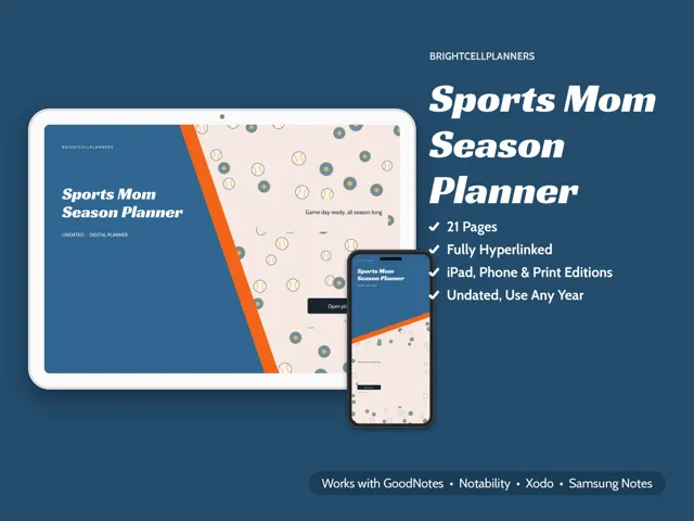 Sports Mom Planner – Digital Planners by BrightCellPlanStudio
