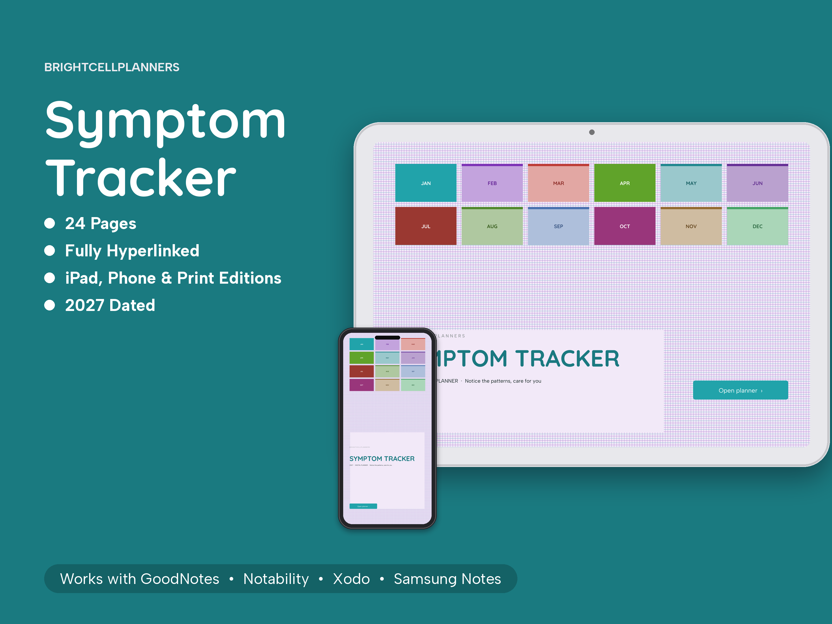 Symptom Tracker – Digital Planners by BrightCellPlanStudio