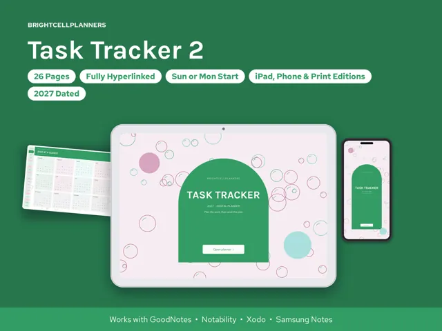Task Tracker – Digital Planners by BrightCellPlanStudio