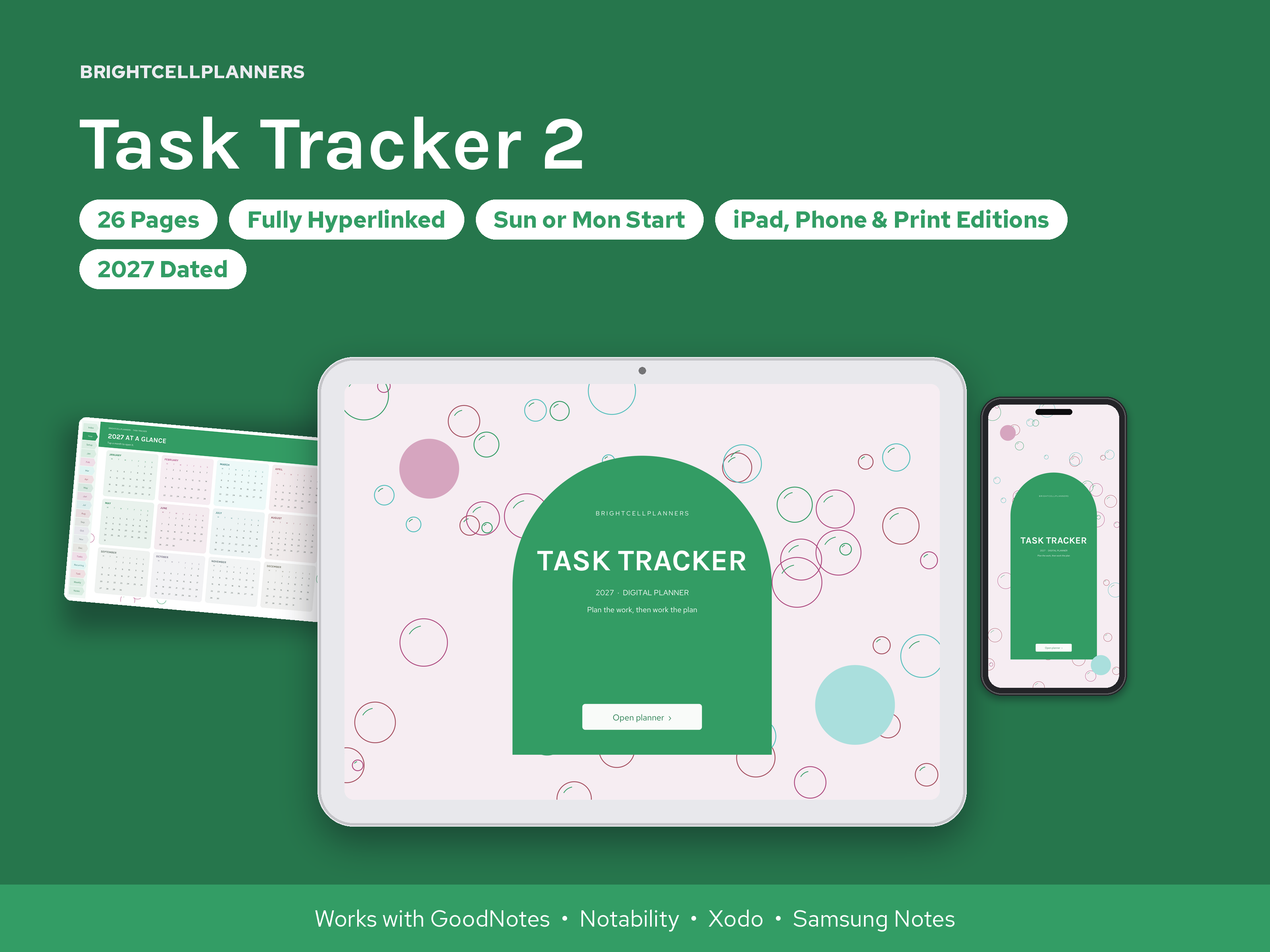 Task Tracker – Digital Planners by BrightCellPlanStudio