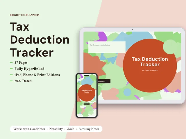 Tax Deduction Tracker – Digital Planners by BrightCellPlanStudio