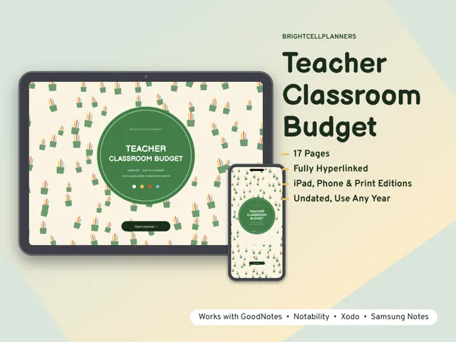 Teacher Budget Planner – Digital Planners by BrightCellPlanStudio