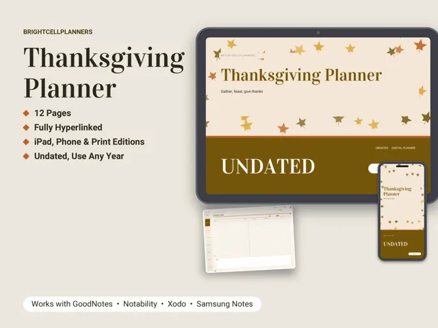 Thanksgiving Planner – Digital Planners by BrightCellPlanStudio