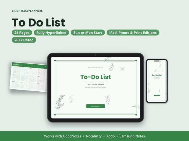 To-Do List – Digital Planners by BrightCellPlanStudio