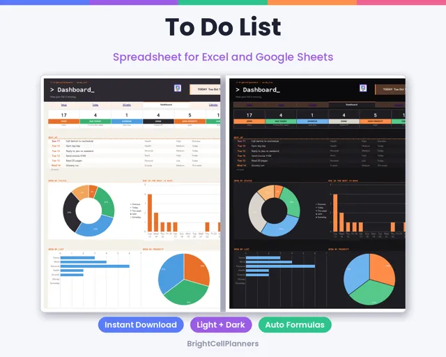 To Do List – Spreadsheets by BrightCellPlanStudio