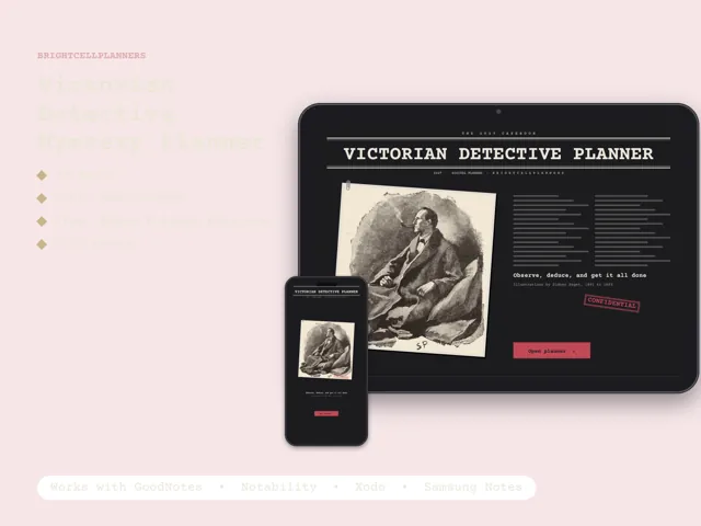 Victorian Detective Planner – Digital Planners by BrightCellPlanStudio