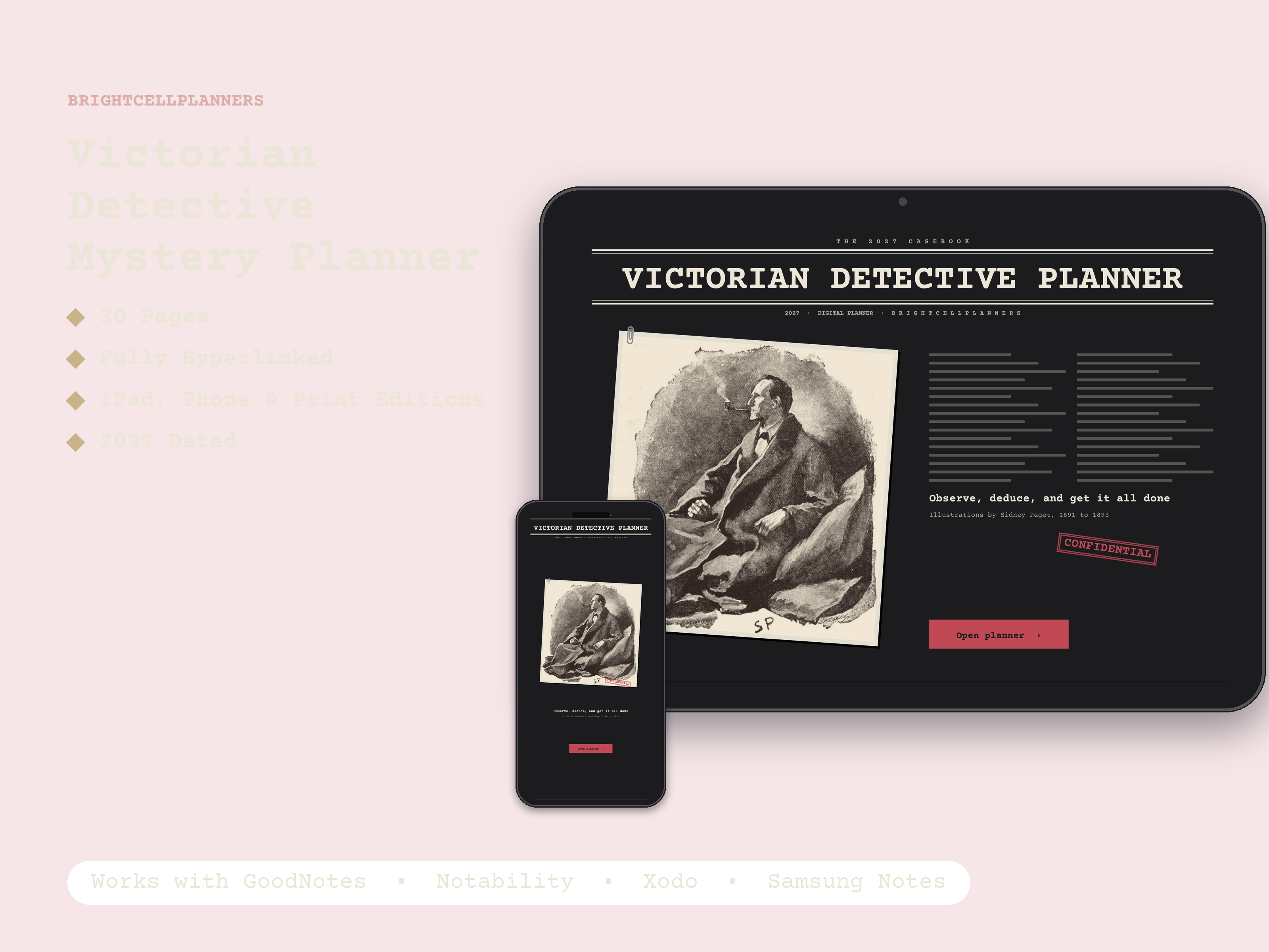 Victorian Detective Planner – Digital Planners by BrightCellPlanStudio