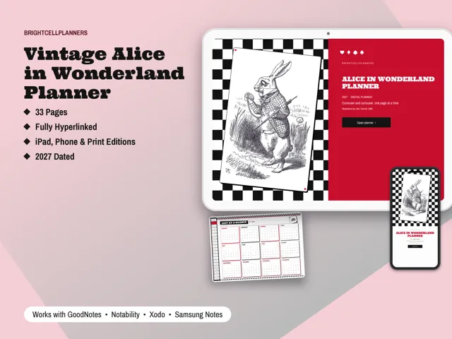 Alice in Wonderland Planner – Digital Planners by BrightCellPlanStudio