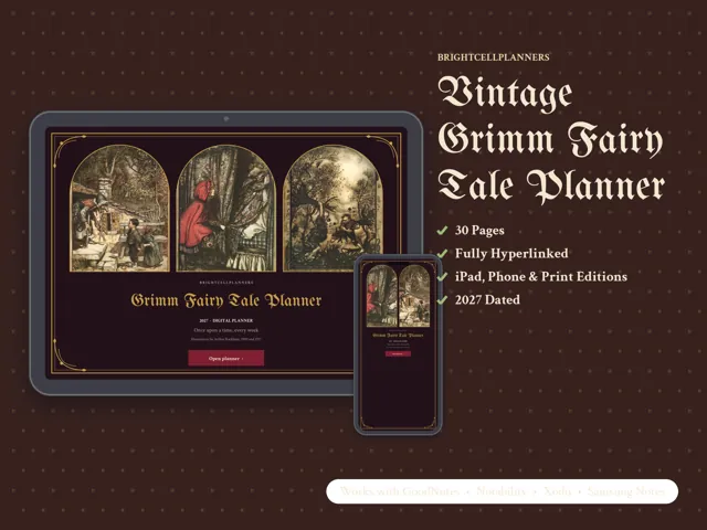 Grimm Fairy Tale Planner – Digital Planners by BrightCellPlanStudio