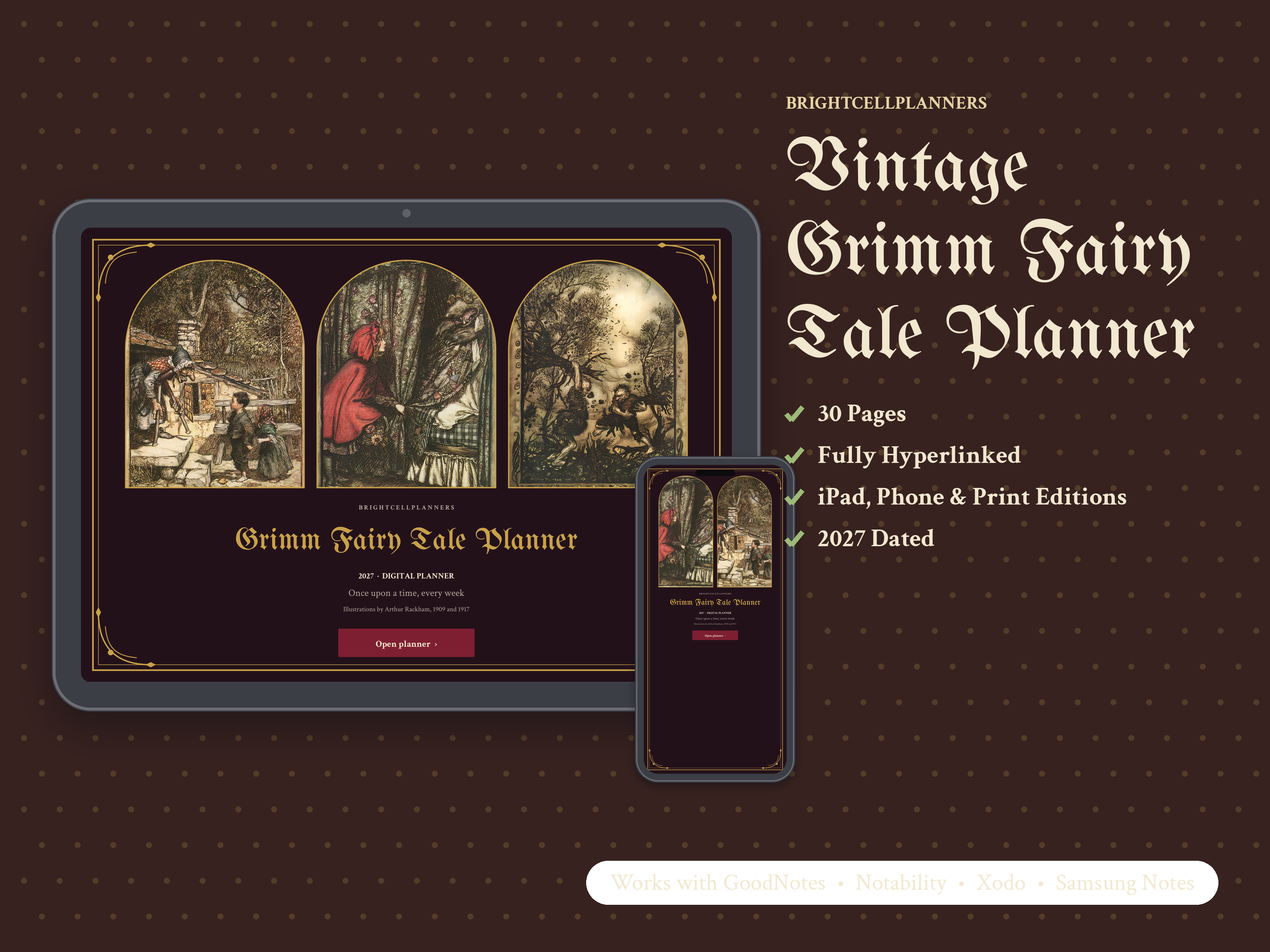 Grimm Fairy Tale Planner – Digital Planners by BrightCellPlanStudio