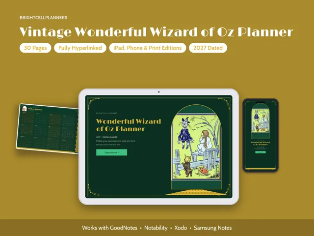 Wonderful Wizard of Oz Planner – Digital Planners by BrightCellPlanStudio