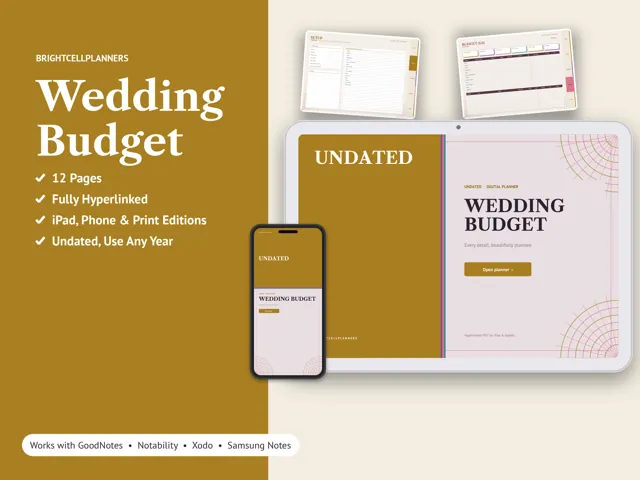 Wedding Budget – Digital Planners by BrightCellPlanStudio